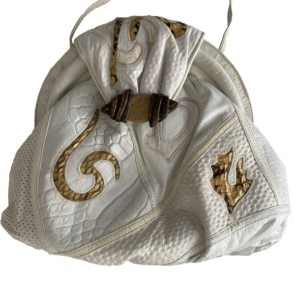 Sharif Handbags - SHARIF Bag Handbag Purse Shoulder Snake Print White Crossbody White Coin Purse